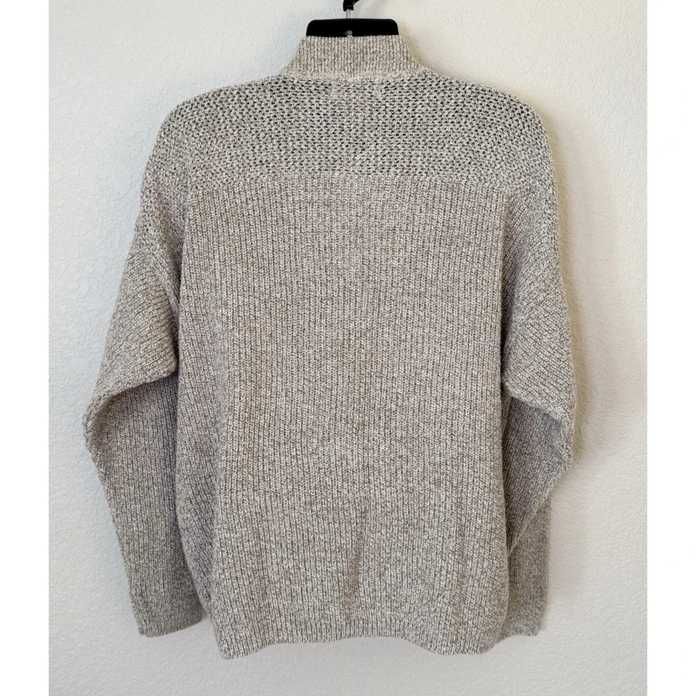 Vintage Eddie Bauer Henley Pullover Sweater Cable Knit Mens Large Grandpa USA